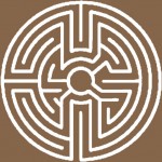 Labyrinth on brown background