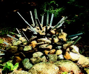 spiky stone cairn